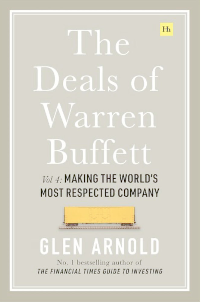 Buchcover des vierten Bandes von Glen Arnolds Reihe über die Deals von Warren Buffett, mit Titel und Autorennamen.